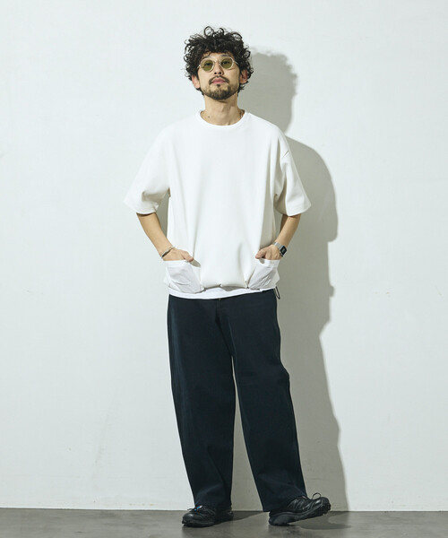 Firsthand(ファーストハンド)の「Firsthand/ファーストハンド サイドポケット スピンドル テック サーマル ショートスリーブ Tシャツ / ビッグシルエット(Tシャツ/カットソー・メンズ・ブルーグレー/ホワイト/ブラック/チャコールグレー・LARGE/MEDIUM)」の18枚目の写真