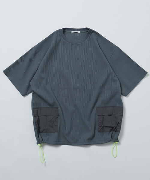 Firsthand(ファーストハンド)の「Firsthand/ファーストハンド サイドポケット スピンドル テック サーマル ショートスリーブ Tシャツ / ビッグシルエット(Tシャツ/カットソー・メンズ・ブルーグレー/ホワイト/ブラック/チャコールグレー・LARGE/MEDIUM)」の1枚目の写真