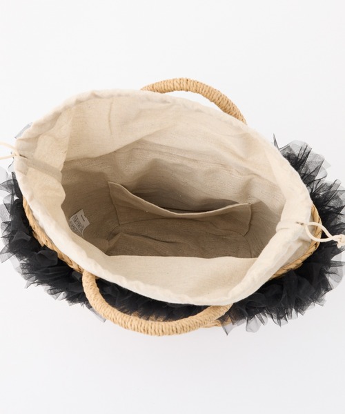 one after another NICE CLAUP（ワンアフターアナザーナイスクラップ）の「チュール付きかごバック（かごバッグ・レディース・ブラック/ライトグレー/ピンク・FREE）」の10枚目の写真