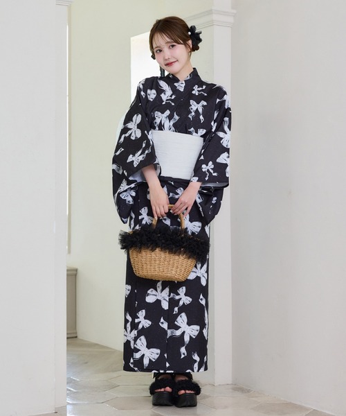one after another NICE CLAUP(ワンアフターアナザーナイスクラップ)の「チュール付きかごバック(かごバッグ・レディース・ブラック/ライトグレー/ピンク・FREE)」の12枚目の写真