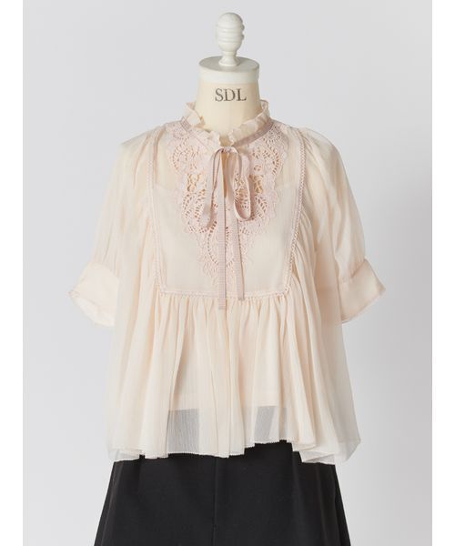 SNIDEL（スナイデル）の「エンブロイダリー楊柳ブラウス（シャツ/ブラウス・レディース・マルチ/ピンク/ドット・F）」の4枚目の写真