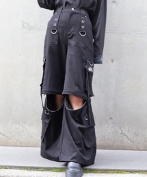 ERAR】ヴィンテージライクスプレー加工ベルトデザインギミックデニム