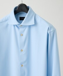 ABAHOUSE | 【ON/OFF兼用】ストライプ＆デニムライク　360°ストレッチ ワイドカラーシャツ / FLEX SHIRTS(シャツ/ブラウス)