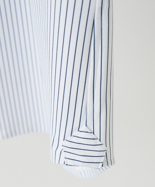 ABAHOUSE（アバハウス）の「【ON/OFF兼用】ストライプ＆デニムライク　360°ストレッチ ワイドカラーシャツ / FLEX SHIRTS（シャツ/ブラウス・メンズ・ホワイト/サックスブルー/インディゴブルー・46/48/44/50）」の22枚目の写真