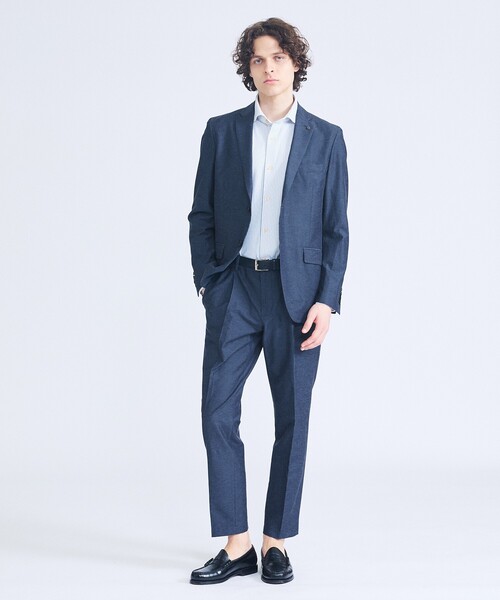 ABAHOUSE（アバハウス）の「【ON/OFF兼用】ストライプ＆デニムライク　360°ストレッチ ワイドカラーシャツ / FLEX SHIRTS（シャツ/ブラウス・メンズ・ホワイト/サックスブルー/インディゴブルー・46/48/44/50）」の11枚目の写真