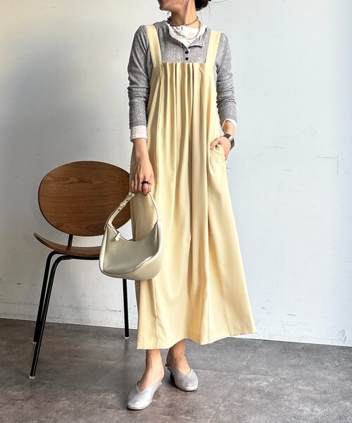 un dix cors（アンディコール）の「フロントタックジャンスカ（ワンピース・レディース・ブラック/オリーブ/イエロー・FREE）」の3枚目の写真