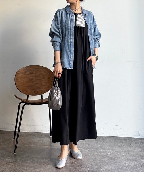 un dix cors（アンディコール）の「フロントタックジャンスカ（ワンピース・レディース・ブラック/オリーブ/イエロー・FREE）」の4枚目の写真