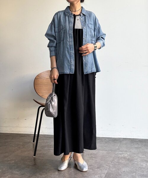 un dix cors（アンディコール）の「フロントタックジャンスカ（ワンピース・レディース・ブラック/オリーブ/イエロー・FREE）」の5枚目の写真