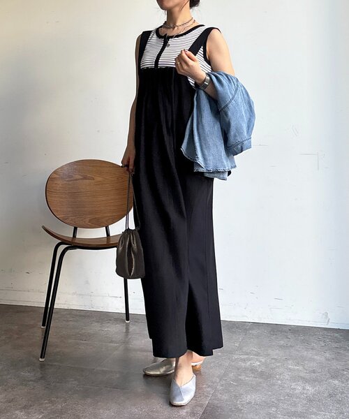 un dix cors（アンディコール）の「フロントタックジャンスカ（ワンピース・レディース・ブラック/オリーブ/イエロー・FREE）」の8枚目の写真