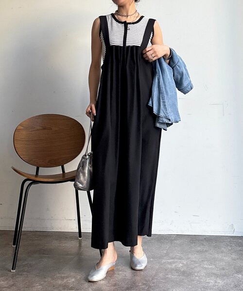 un dix cors（アンディコール）の「フロントタックジャンスカ（ワンピース・レディース・ブラック/オリーブ/イエロー・FREE）」の10枚目の写真