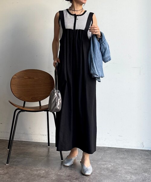 un dix cors（アンディコール）の「フロントタックジャンスカ（ワンピース・レディース・ブラック/オリーブ/イエロー・FREE）」の12枚目の写真