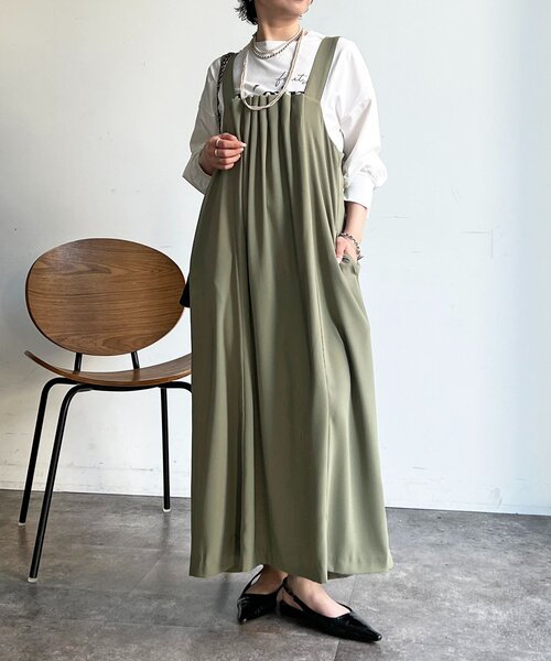 un dix cors（アンディコール）の「フロントタックジャンスカ（ワンピース・レディース・ブラック/オリーブ/イエロー・FREE）」の14枚目の写真