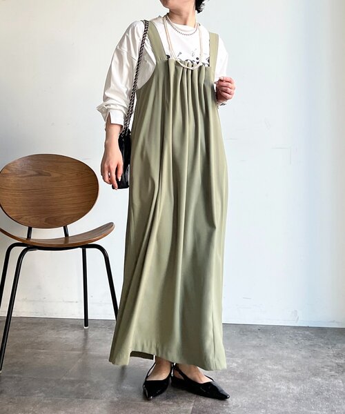 un dix cors（アンディコール）の「フロントタックジャンスカ（ワンピース・レディース・ブラック/オリーブ/イエロー・FREE）」の15枚目の写真