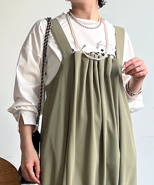 un dix cors（アンディコール）の「フロントタックジャンスカ（ワンピース・レディース・ブラック/オリーブ/イエロー・FREE）」の17枚目の写真