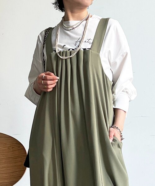 un dix cors（アンディコール）の「フロントタックジャンスカ（ワンピース・レディース・ブラック/オリーブ/イエロー・FREE）」の20枚目の写真