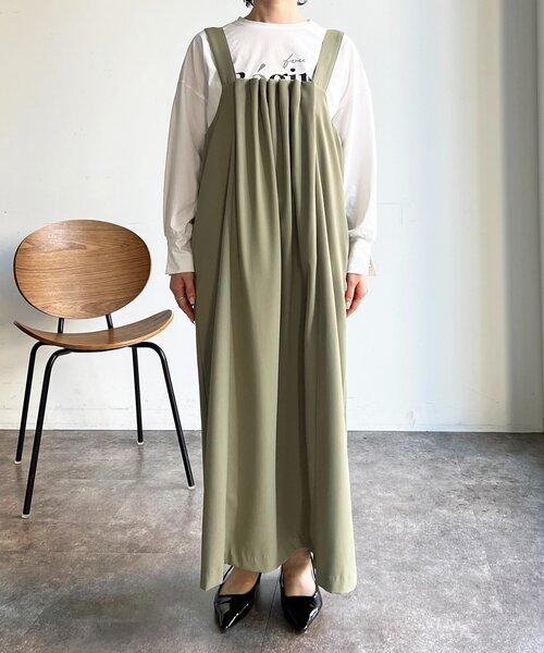 un dix cors（アンディコール）の「フロントタックジャンスカ（ワンピース・レディース・ブラック/オリーブ/イエロー・FREE）」の21枚目の写真