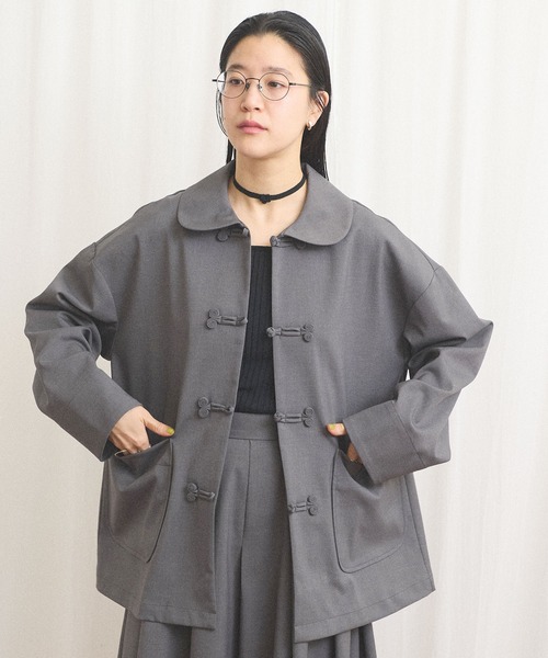 fig London(フィグロンドン)の「standard knot button jacket(テーラードジャケット・レディース・チャコールグレー/グレー・FREE)」の1枚目の写真