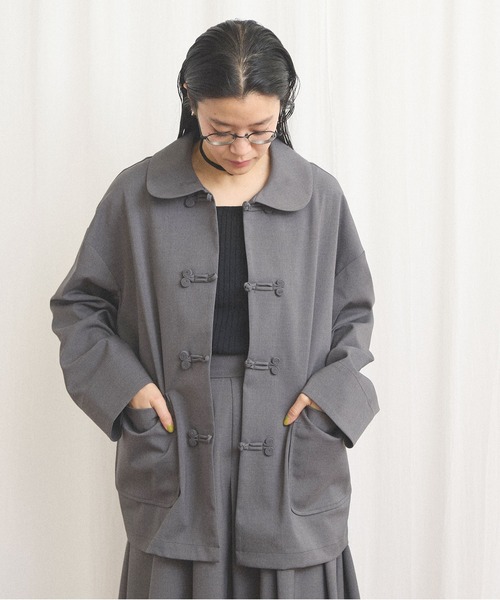 fig London(フィグロンドン)の「standard knot button jacket(テーラードジャケット・レディース・チャコールグレー/グレー・FREE)」の9枚目の写真