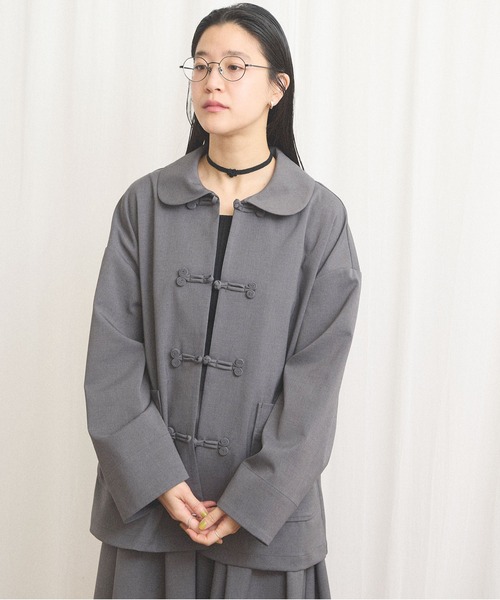 fig London(フィグロンドン)の「standard knot button jacket(テーラードジャケット・レディース・チャコールグレー/グレー・FREE)」の8枚目の写真