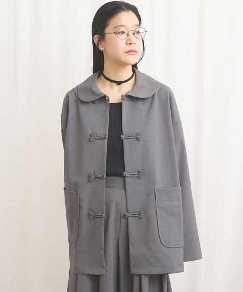 fig London(フィグロンドン)の「standard knot button jacket(テーラードジャケット・レディース・チャコールグレー/グレー・FREE)」の6枚目の写真