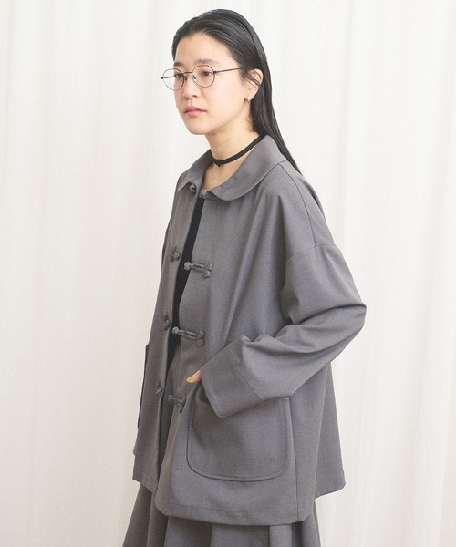 fig London(フィグロンドン)の「standard knot button jacket(テーラードジャケット・レディース・チャコールグレー/グレー・FREE)」の5枚目の写真