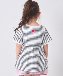 pairmanon（ペアマノン）の「【綿100%】ガールズ ハートタグ付き ボーダーティアード半袖Tシャツ（Tシャツ/カットソー）」