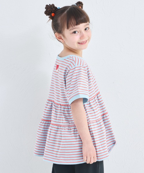 pairmanon(ペアマノン)の「【綿100%】ガールズ ハートタグ付き ボーダーティアード半袖Tシャツ(Tシャツ/カットソー・キッズ・ピンク系その他/ホワイト系その他/ブルー系その他/グリーン系その他/ピンク系その他2・100/110/120/130/140/150/90)」の12枚目の写真