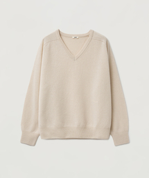 AARAN（アラン）の「クラシックVネックニットウェア_クリームベージュ（ニット/セーター）」