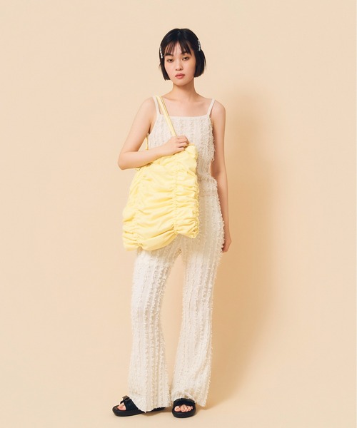 Casselini(キャセリーニ)の「Casselini(キャセリーニ)2wayシャーリングバッグ(トートバッグ・レディース・グレー/イエロー/ピンク・FREE)」の7枚目の写真