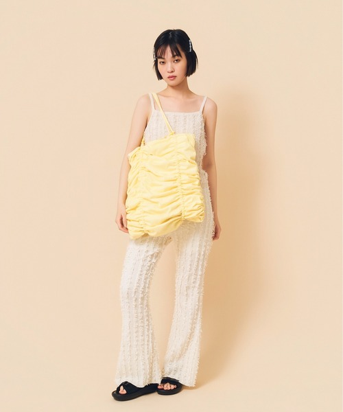 Casselini(キャセリーニ)の「Casselini(キャセリーニ)2wayシャーリングバッグ(トートバッグ・レディース・グレー/イエロー/ピンク・FREE)」の9枚目の写真
