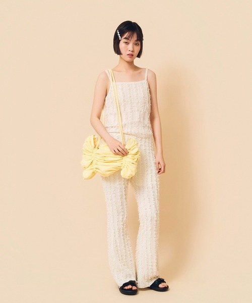 Casselini(キャセリーニ)の「Casselini(キャセリーニ)2wayシャーリングバッグ(トートバッグ・レディース・グレー/イエロー/ピンク・FREE)」の10枚目の写真