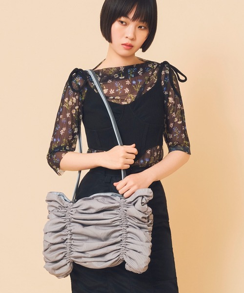 Casselini(キャセリーニ)の「Casselini(キャセリーニ)2wayシャーリングバッグ(トートバッグ・レディース・グレー/イエロー/ピンク・FREE)」の17枚目の写真