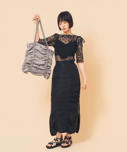 Casselini(キャセリーニ)の「Casselini(キャセリーニ)2wayシャーリングバッグ(トートバッグ・レディース・グレー/イエロー/ピンク・FREE)」の22枚目の写真