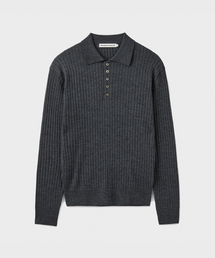 BRANDED（ブランデッド）の「GRACE MERINO WOOL POLO KNIT [CHARCOAL]（ニット/セーター）」