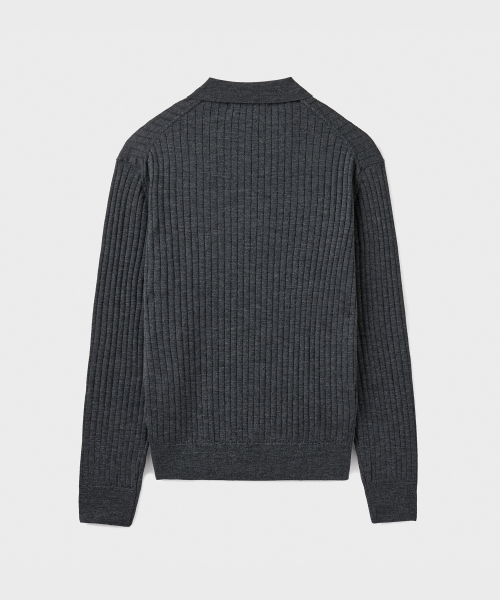 BRANDED（ブランデッド）の「GRACE MERINO WOOL POLO KNIT [CHARCOAL]（ニット/セーター・メンズ・その他・MEDIUM/LARGE/X-LARGE）」の2枚目の写真