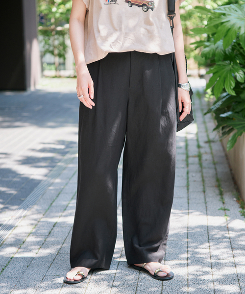 SLOBE IENA(スローブイエナ)の「《セットアップ対応可》リネン混パンツ(その他パンツ・レディース・ブラック/カーキ・36/38)」の2枚目の写真