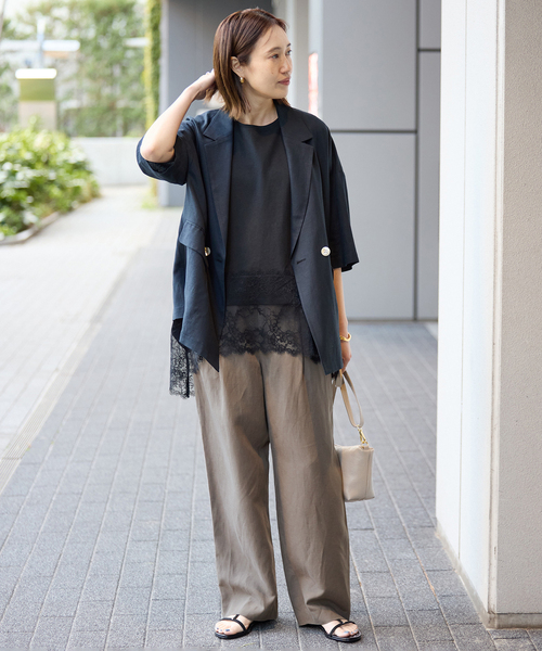 SLOBE IENA(スローブイエナ)の「《セットアップ対応可》リネン混パンツ(その他パンツ・レディース・ブラック/カーキ・36/38)」の6枚目の写真