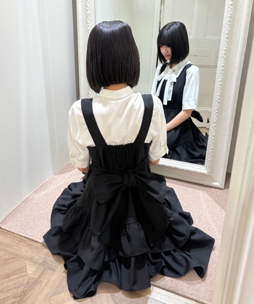 F i.n.t（フィント）の「ボリュームフリルヘムミニジャンパースカート/fint フィント（ジャンパースカート・レディース・ブラック/グレー・FREE）」の7枚目の写真