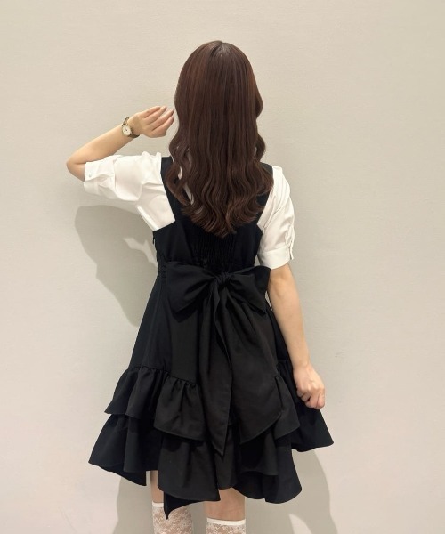 F i.n.t（フィント）の「ボリュームフリルヘムミニジャンパースカート/fint フィント（ジャンパースカート・レディース・ブラック/グレー・FREE）」の14枚目の写真