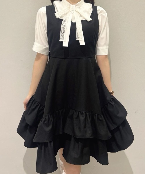 F i.n.t（フィント）の「ボリュームフリルヘムミニジャンパースカート/fint フィント（ジャンパースカート・レディース・ブラック/グレー・FREE）」の15枚目の写真