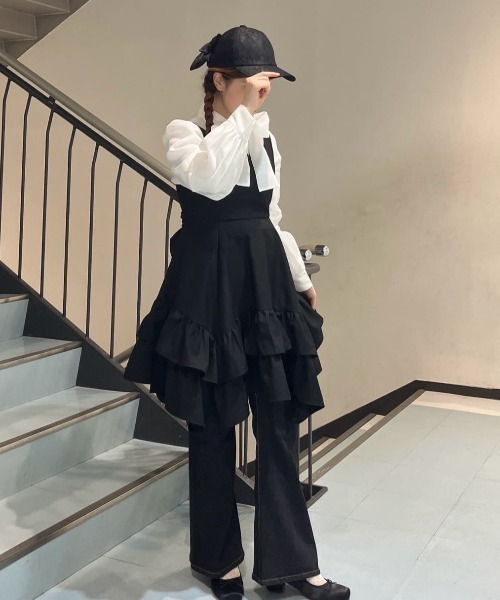 F i.n.t（フィント）の「ボリュームフリルヘムミニジャンパースカート/fint フィント（ジャンパースカート・レディース・ブラック/グレー・FREE）」の19枚目の写真