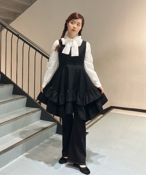 F i.n.t（フィント）の「ボリュームフリルヘムミニジャンパースカート/fint フィント（ジャンパースカート・レディース・ブラック/グレー・FREE）」の20枚目の写真