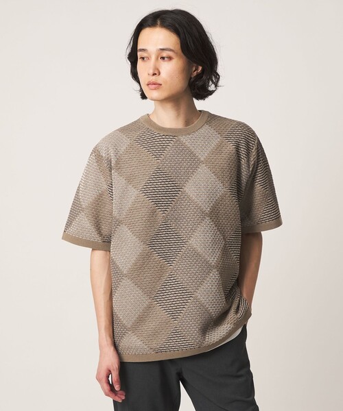 A DAY IN THE LIFE UNITED ARROWS(アデイインザライフユナイテッドアローズ)の「アブストラクト レイヤード リラックス カットソー-ウォッシャブル-<A DAY IN THE LIFE>(ニット/セーター・メンズ・ベージュ/ネイビー/ブラック・L/M)」の1枚目の写真