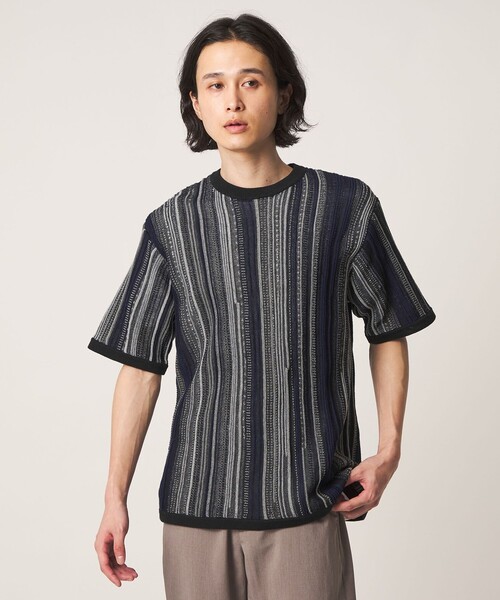 A DAY IN THE LIFE UNITED ARROWS(アデイインザライフユナイテッドアローズ)の「アブストラクト レイヤード リラックス カットソー-ウォッシャブル-<A DAY IN THE LIFE>(ニット/セーター・メンズ・ベージュ/ネイビー/ブラック・L/M)」の8枚目の写真