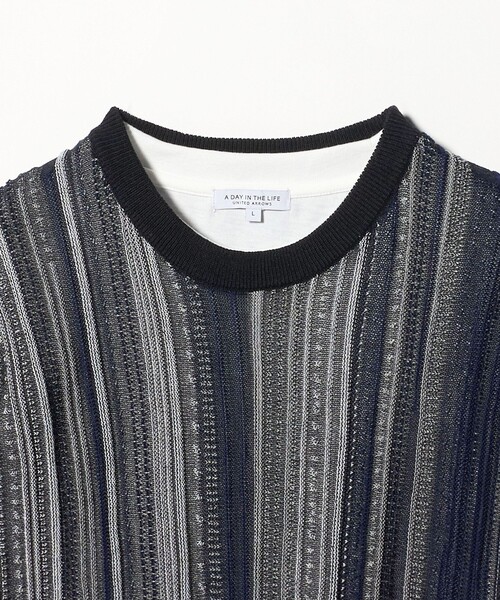 A DAY IN THE LIFE UNITED ARROWS(アデイインザライフユナイテッドアローズ)の「アブストラクト レイヤード リラックス カットソー-ウォッシャブル-<A DAY IN THE LIFE>(ニット/セーター・メンズ・ベージュ/ネイビー/ブラック・L/M)」の4枚目の写真