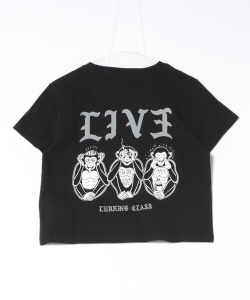 LURKING CLASS（ラーキングクラス）の「【ムラサキスポーツ限定】LURKING CLASS/ラーキングクラス 半袖 Tシャツ クロップド丈 LIV3 MINI S/S TEE ST26STM02W（Tシャツ/カットソー・レディース・ブラック/ホワイト・L/M）」の4枚目の写真