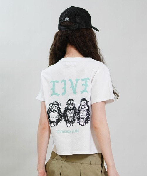 LURKING CLASS（ラーキングクラス）の「【ムラサキスポーツ限定】LURKING CLASS/ラーキングクラス 半袖 Tシャツ クロップド丈 LIV3 MINI S/S TEE ST26STM02W（Tシャツ/カットソー・レディース・ブラック/ホワイト・L/M）」の6枚目の写真