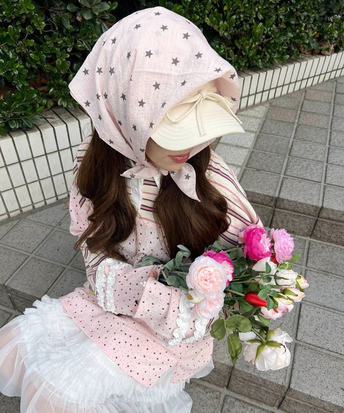 WC(ダブル シー)の「スターパターンバンダナ(バンダナ/スカーフ・レディース・ピンク/ホワイト・FREE)」の6枚目の写真