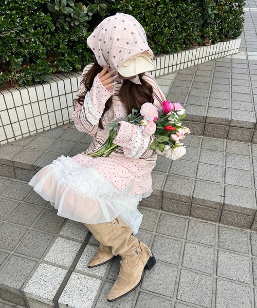 WC(ダブル シー)の「スターパターンバンダナ(バンダナ/スカーフ・レディース・ピンク/ホワイト・FREE)」の8枚目の写真