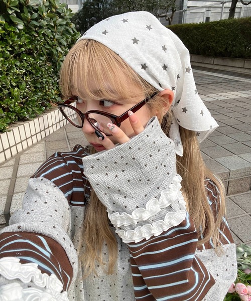 WC(ダブル シー)の「スターパターンバンダナ(バンダナ/スカーフ・レディース・ピンク/ホワイト・FREE)」の4枚目の写真